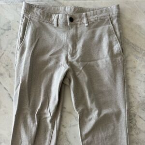 Zara Men's Slim Micro-Check Chinos in Light Beige